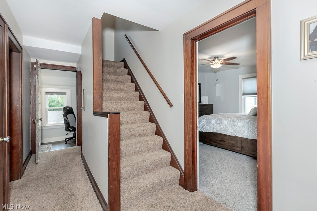 2480 Eaton Road Cleveland, OH 44118 - Photo 21 of 41 Stairs featuring carpet and ceiling fan