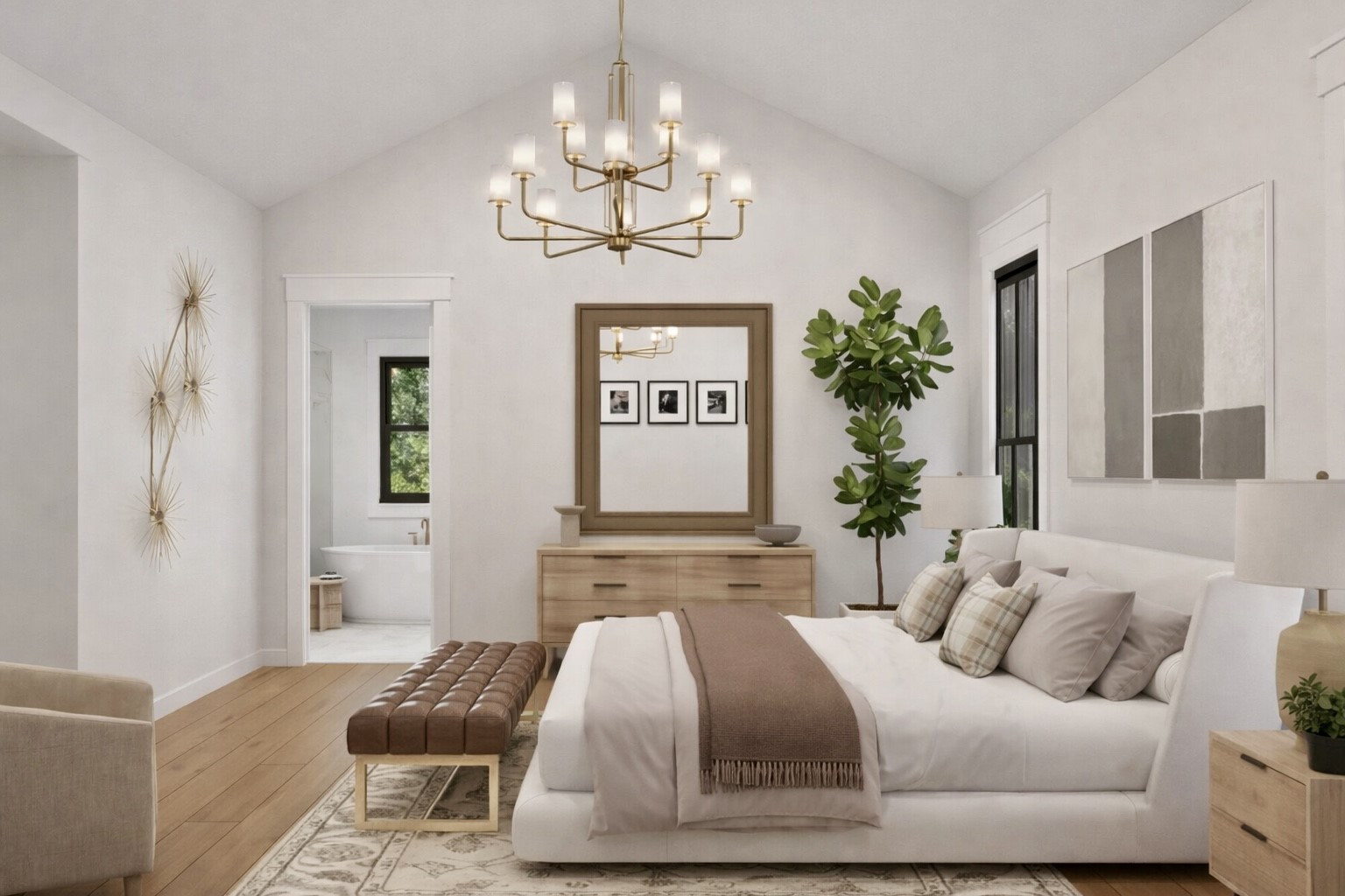 45 Center Tree Drive Palacios, TX 77465 - Photo 4 of 13 a bedroom with a bed and a chandelier