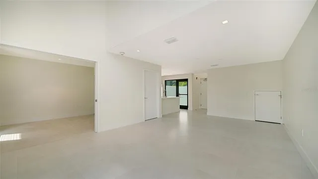 an empty room with windows