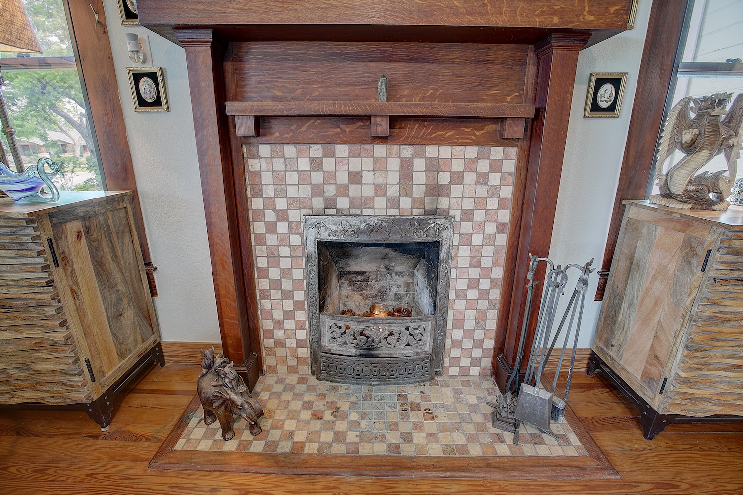 1903 South Austin Avenue Georgetown, TX 78626 - Photo 11 of 40 Unblemished wood fireplace surround is quarter sawn oak has been polished and still delights after a century