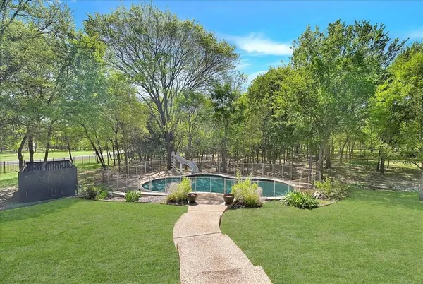 a view of outdoor space and swimming pool
