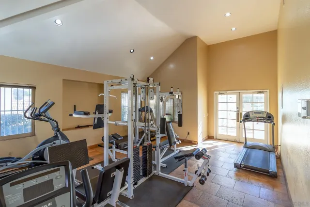 a view of a room with gym equipment