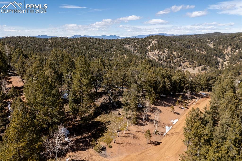 107 Haven Road Divide, CO 80814 - Photo 5 of 13 Drone / aerial view of mountains and a forest
