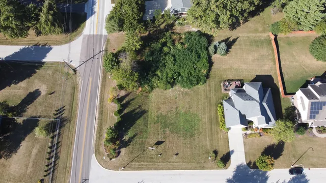an aerial view of a house