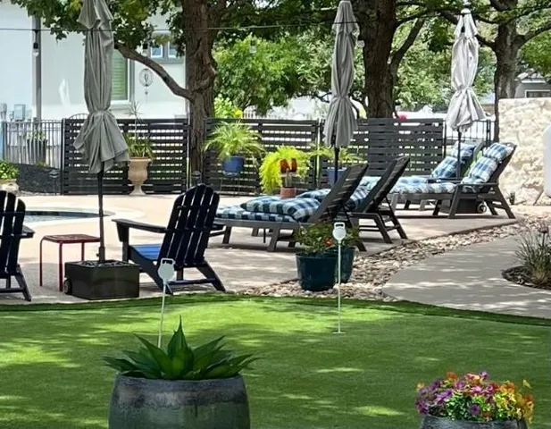 a view of a park with slide