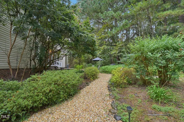 a view of a pathway both side of yard