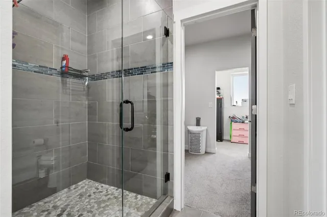 a bathroom with a shower