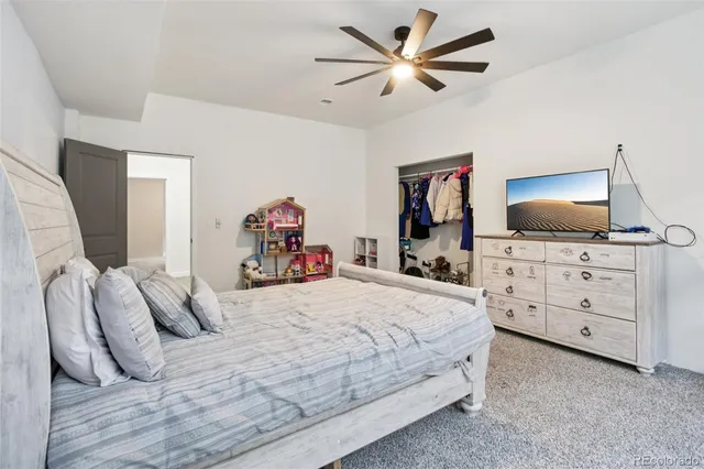 a bedroom with a bed and a dresser