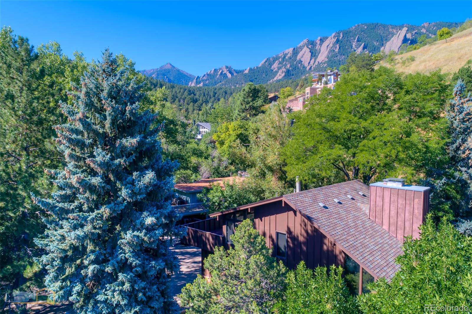 1425 Bellevue Drive Boulder, CO 80302 - Photo 30 of 40 an aerial view of a house with a yard and garden