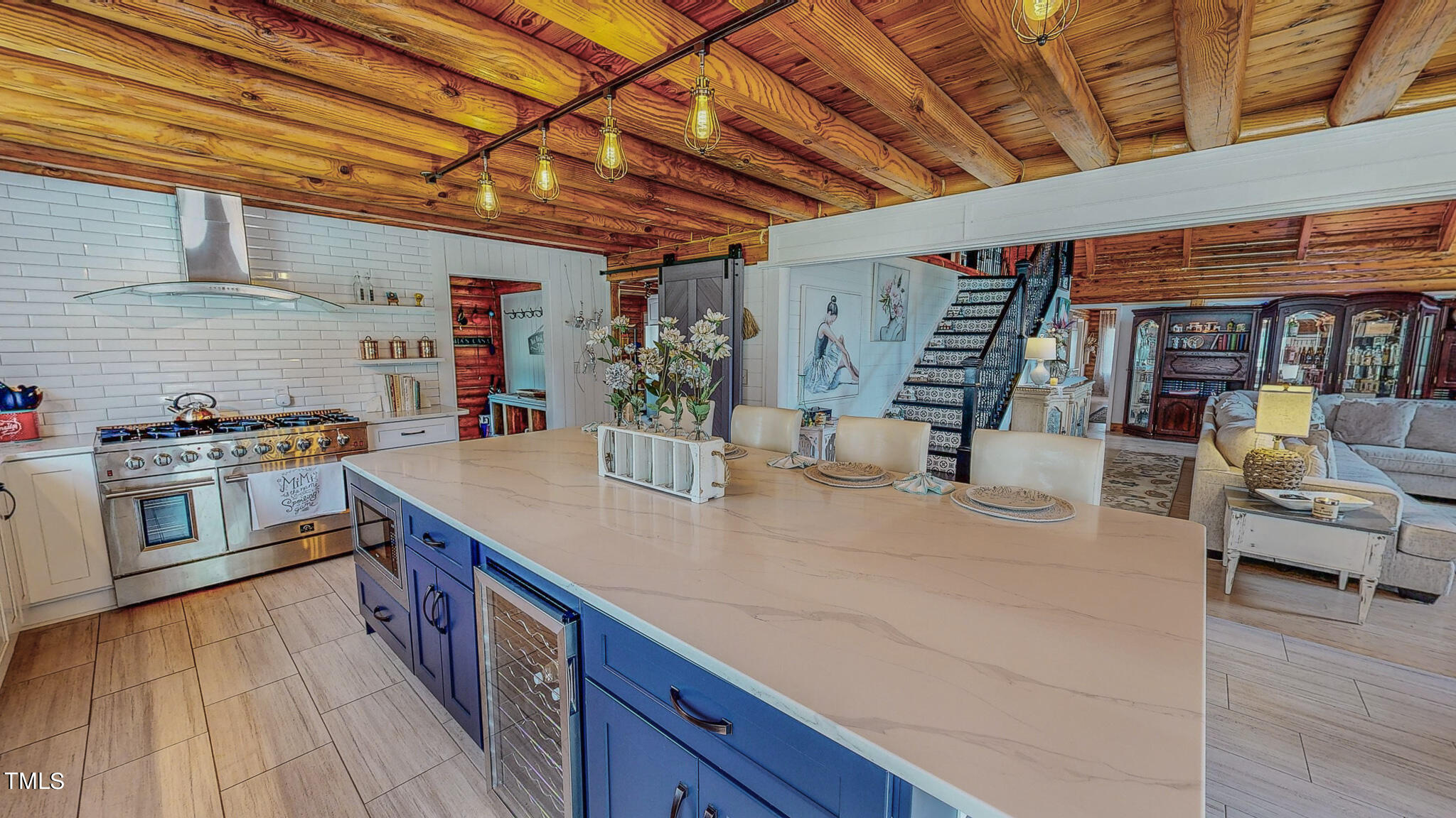 9529 Hester Road Hurdle Mills, NC 27541 - Photo 20 of 85 a kitchen with stainless steel appliances granite countertop a sink and wooden cabinets