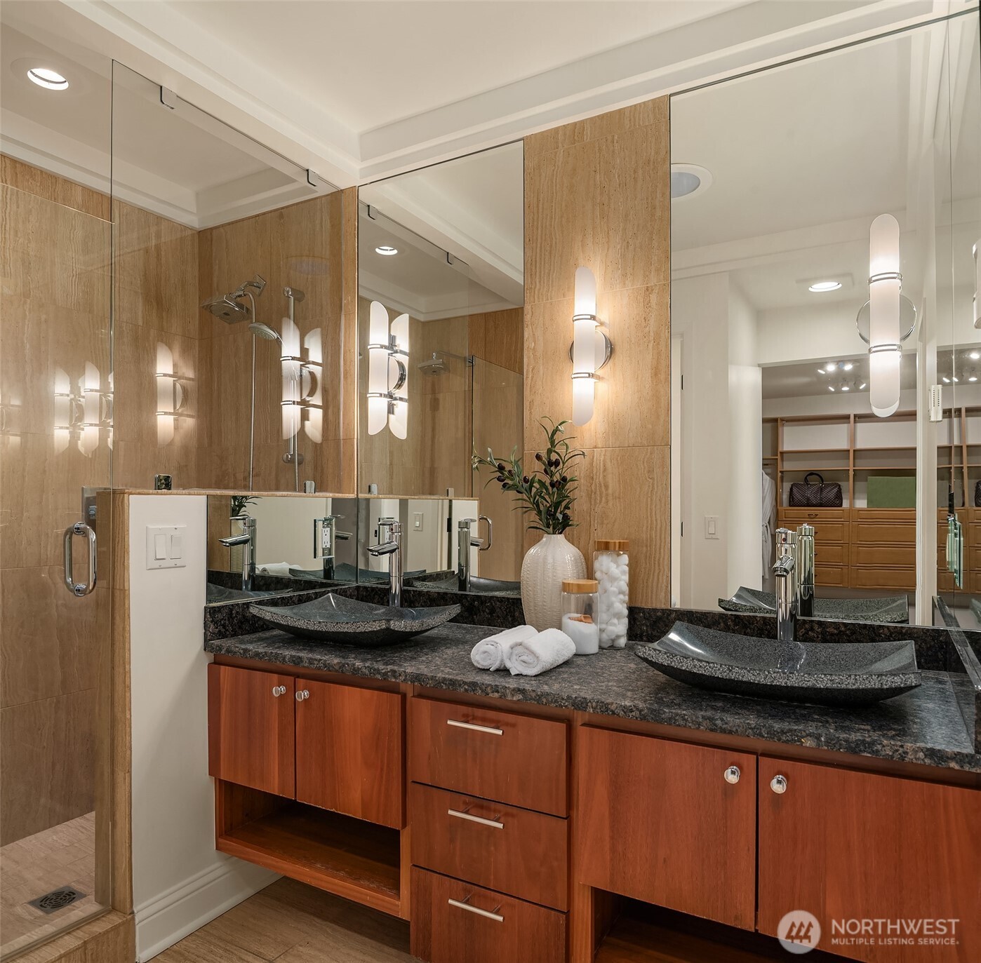 13621 18th Avenue Southwest Burien, WA 98166 - Photo 20 of 40 a bathroom with a double vanity sink and a mirror
