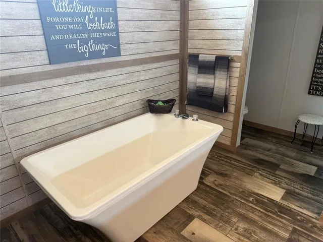 a bathroom with a tub