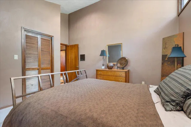 a view of a living room with a large window