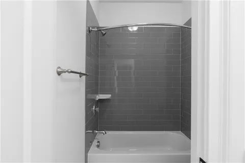 a bathroom with a bathtub