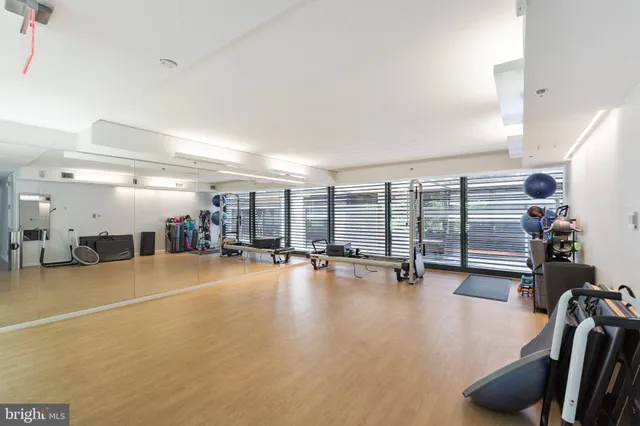 a view of a room with gym equipment