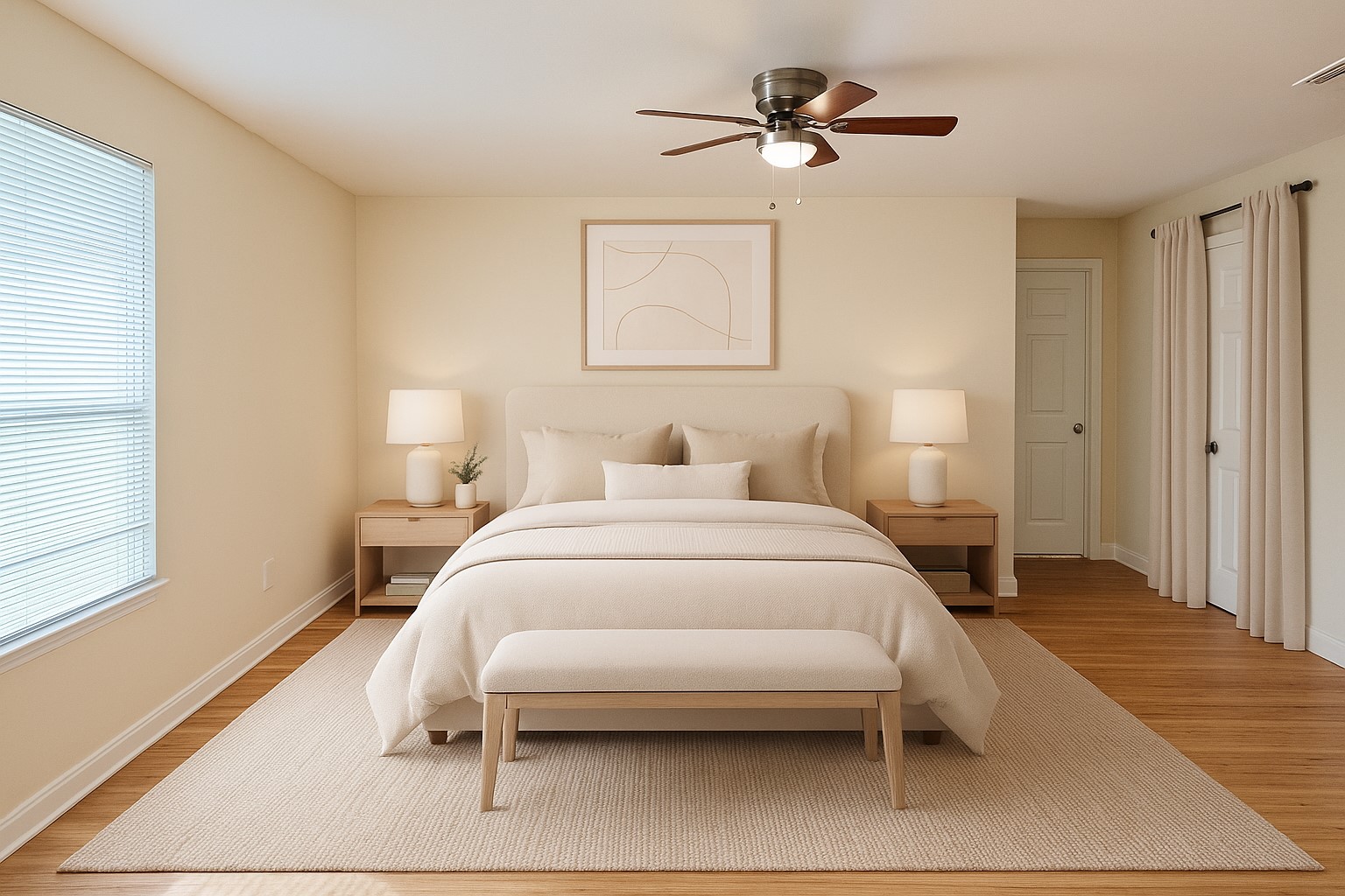 711 Hahlo Street Houston, TX 77020 - Photo 9 of 13 a bedroom with a bed and a chandelier