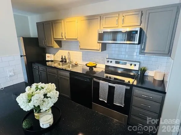 a kitchen with a sink cabinets and utility