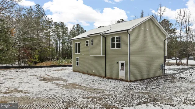 a view of dirt yard with a large tree