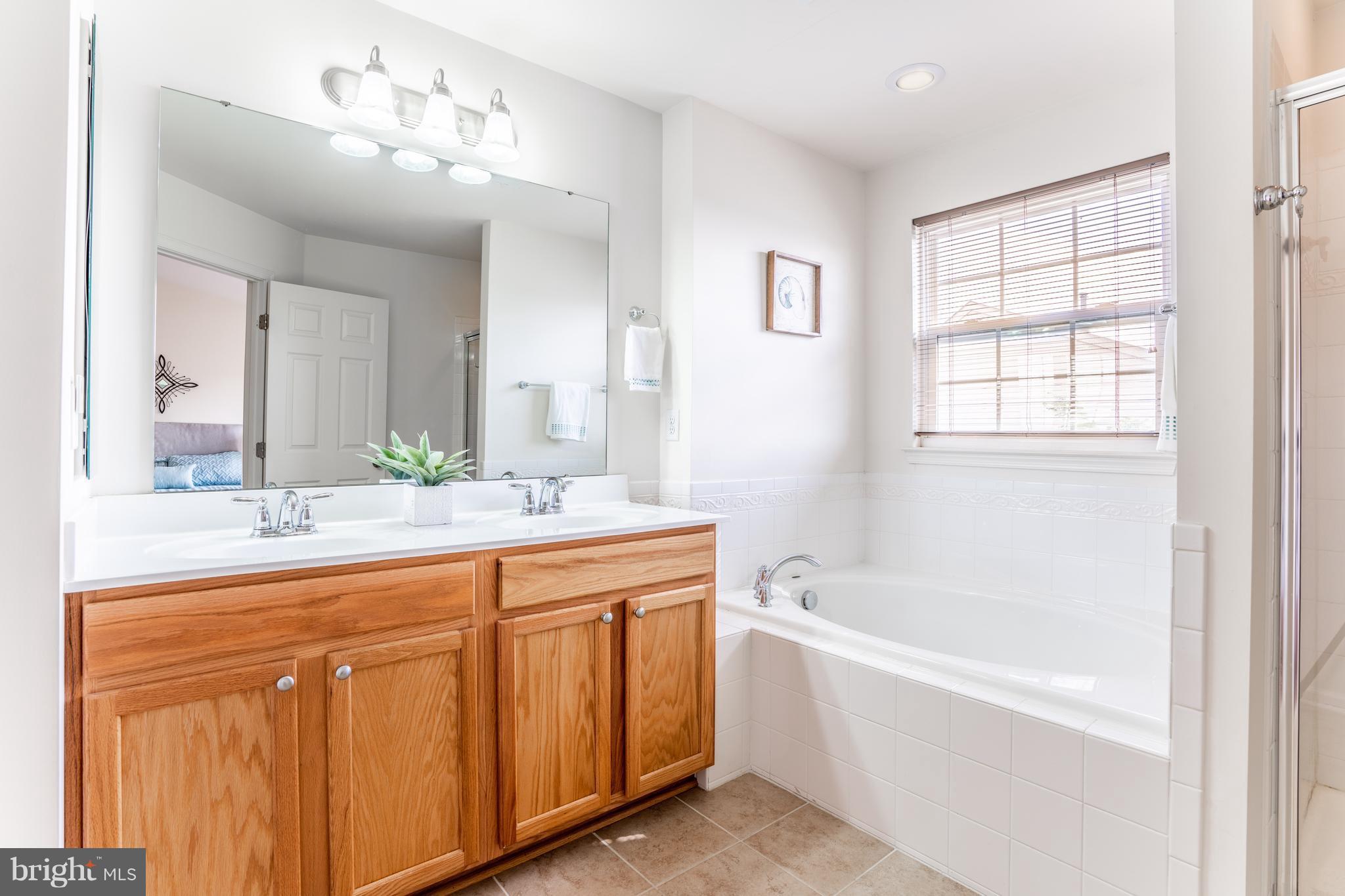6876 Tasker Falls, Unit 77 Elkridge, MD 21075 - Photo 16 of 30 a bathroom with a tub a sink and mirror