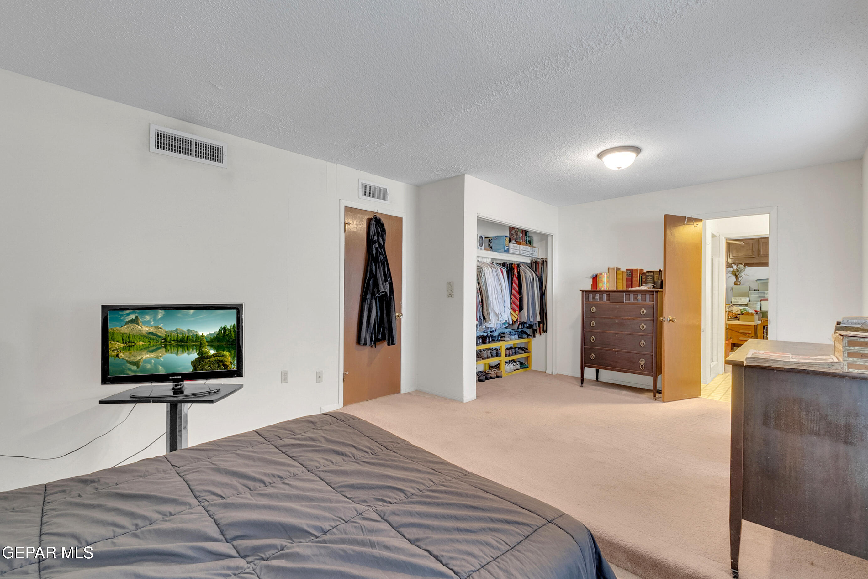 299 Tranquility Road Canutillo, TX 79835 - Photo 5 of 55 a bedroom with a bed and a flat screen tv