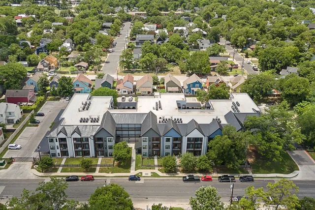 an aerial view of multiple houses