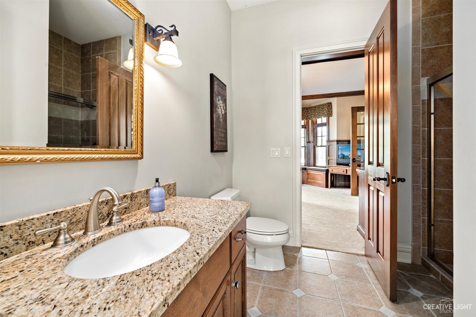 1749 Hunters Ridge Lane Sugar Grove, IL 60554 - Photo 25 of 45 a en suite bathroom with a granite countertop sink and a mirror