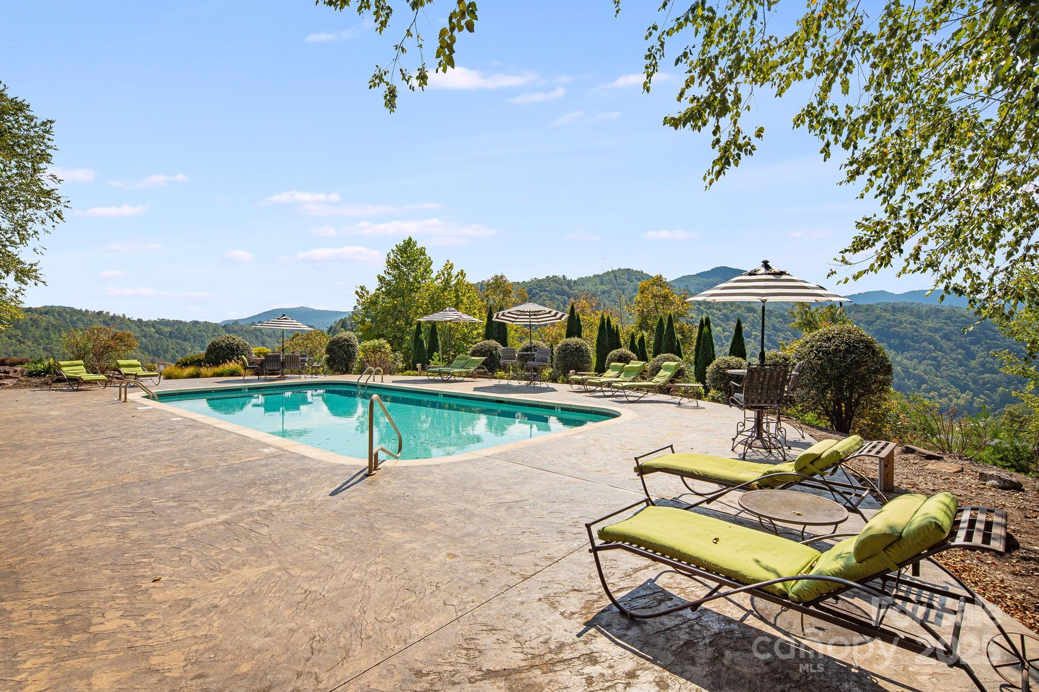 111 Wild Turkey Loop Marshall, NC 28753 - Photo 12 of 19 a view of swimming pool with seating area and trees around