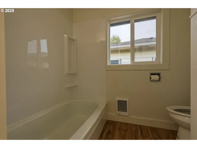 a bathroom with a window