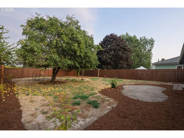 a backyard of a house with lots of green space