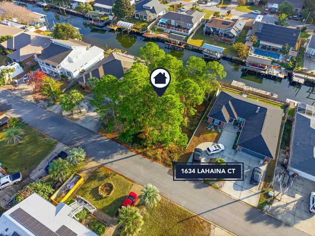 an aerial view of a house