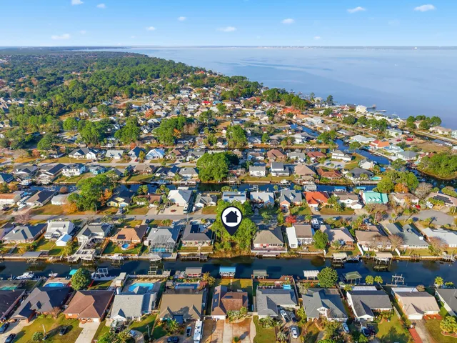 an aerial view of multiple house