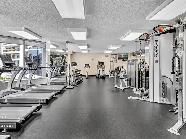 a view of a room with gym equipment