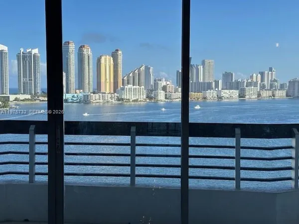 a view of a room with windows