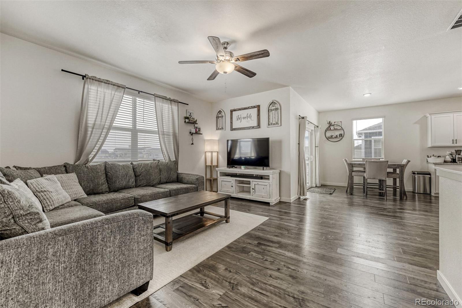 166 Racer Street Bennett, CO 80102 - Photo 17 of 44 a living room with furniture and a flat screen tv
