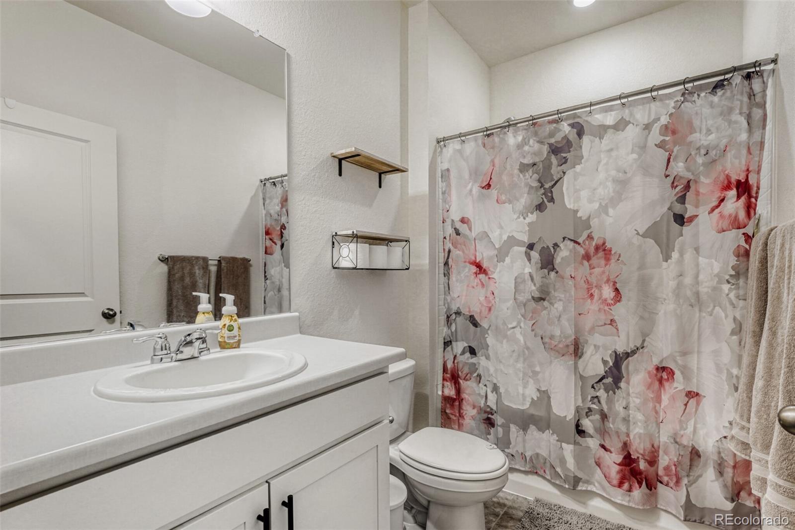 166 Racer Street Bennett, CO 80102 - Photo 32 of 44 a bathroom with a sink and a mirror