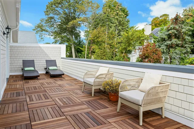 a view of a patio on the roof deck