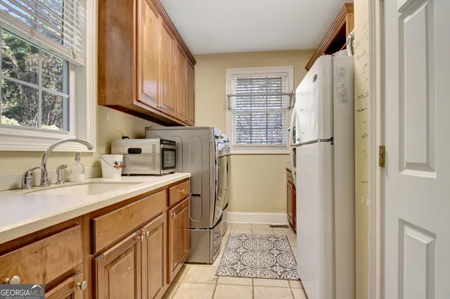 a view of a porch with wooden walls