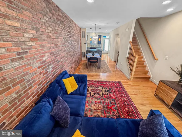 a view of a living room and dining room