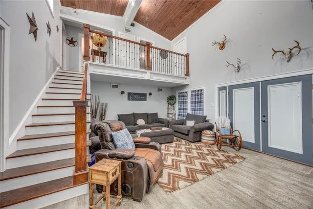 a living room with furniture