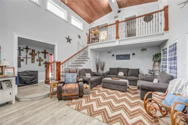 a living room with furniture