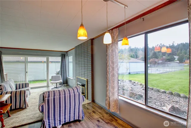 a view of a bedroom from a balcony