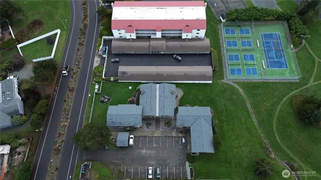 an aerial view of a house