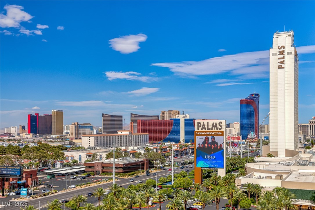 View of city skyline from the balcony