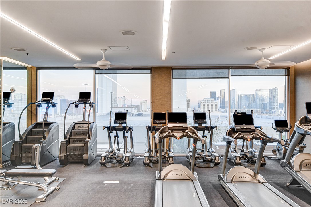4381 West Flamingo Road, Unit 901 Las Vegas, NV 89103 - Photo 52 of 58 Exercise room with floor to ceiling windows