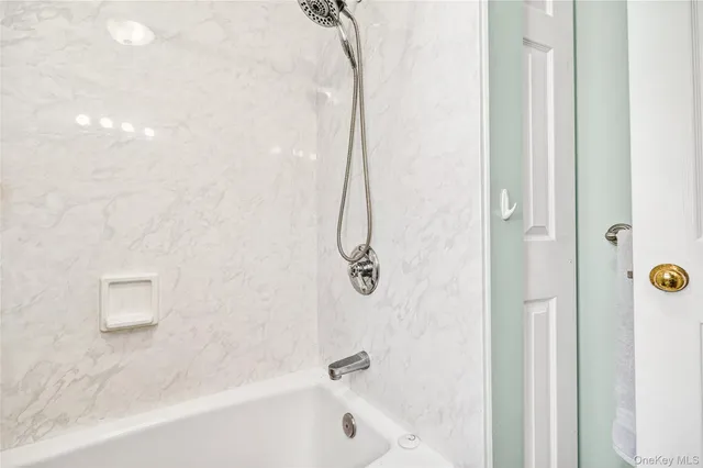 a bathroom with a bath tub
