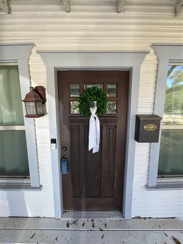 a front view of a house with entryway