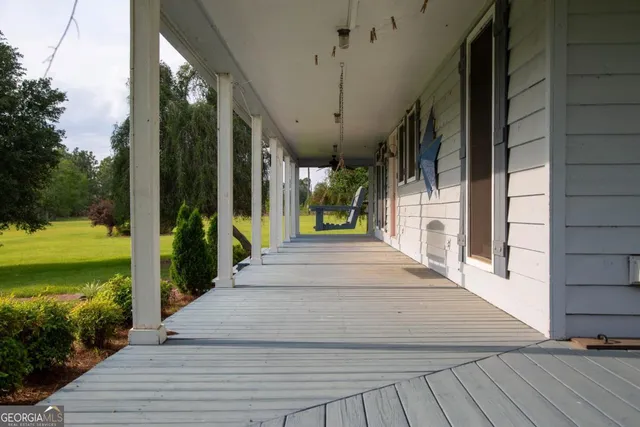 a view of a lobby with a door