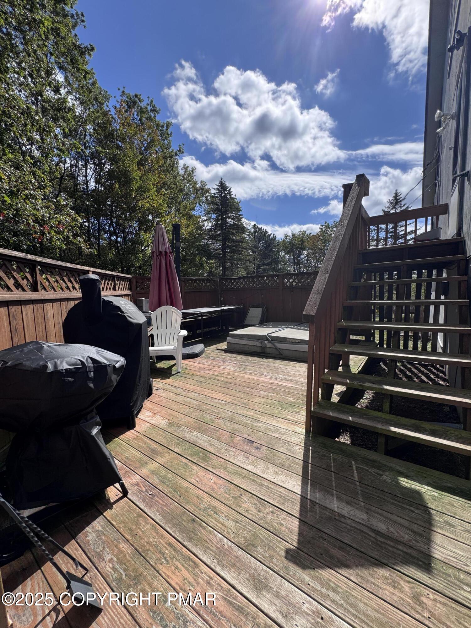 67 Seneca Road Albrightsville, PA 18210 - Photo 45 of 52 a view of balcony with wooden floor and outdoor seating
