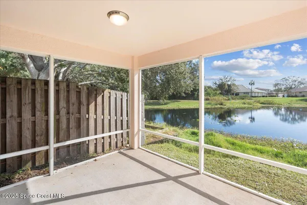 a view of a balcony with lake view