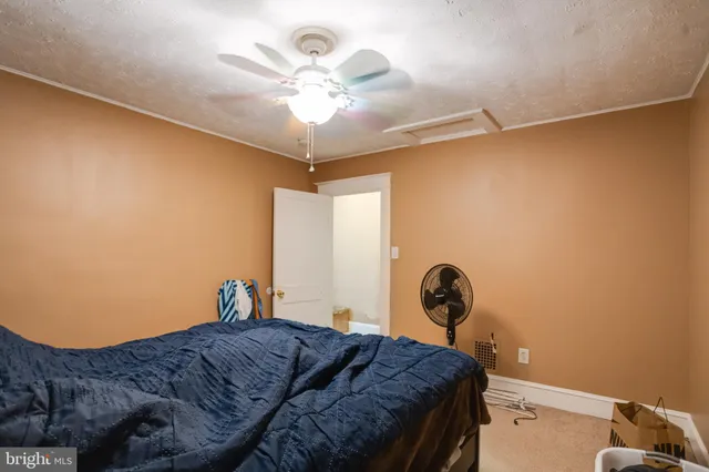 a view of a livingroom with furniture and a ceiling fan